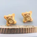 Boucles d'oreilles biscuit d'ours mignonnes faites à la main, bijoux alimentaires japonais. - Boucles d'oreilles clous