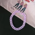 Helllila Acryl klobige Kette Choker Halskette Retro 90er Jahre Statement Schmuck - Nur Kette / Lila