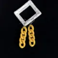 Gelbe Acryl klobige Kette Ohrringe, stilvolles Statement Glieder Ohrschmuck für Damen. - Nur Ohrringe / Gelb