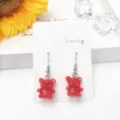 Süße rote Harz Bär Ohrringe süß Bonbon Stil Mode Schmuck Display Karte Ohrschmuck - Haken-Stil / Rot