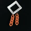 Orangene Acryl Kettenglieder Ohrringe, auffällige Statement Hängeohrringe für Damen Alltag. - Nur Ohrringe / Orange