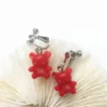 Süße rote Gummibärchen Clip Ohrringe, japanischer süßer Stil Bonbon Farbe Ohrschmuck. - Ohrclips / Rot