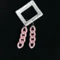 Rosa Acryl Kette Ohrringe, trendy Harz klobige Gliederkette Ohrschmuck für Damen und Mädchen. - Nur Ohrringe / Rosa