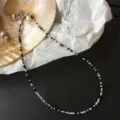 Bohimische schwarze silberne Saatperlen Choker Halskette zierlicher Schmuck für Damen - Saatperlen Halskette (15) / Farbe 15 (Schwarz/Silber/Gold)