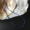 Böhmische blaue Rocailles Perlenkette bunter Perlenschmuck für Damen Stilvariante - Farbe 1 (Blau/Gold)