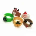 Set di anelli in resina di Natale simpatico cartone animato Babbo Natale renna gioielli - Taglia 7 / Set Misto di Natale (Confezione da 5) / Confezione da 5 pezzi