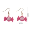 Süße rosa Bonbon Ohrringe mit Haken, niedliches Harz Spirale Design Schmuck Geschenk für Damen. - Ohrhaken / Fuchsie Süßigkeiten