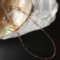 Böhmische bunte Saatperlen Halskette, ethnischer Stil mehrfarbige Perlenkette Schmuck. - Farbe 4 (Rot/Braun/Transparent)
