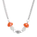 Paar magnetische attractie paddenstoel ketting set, stijlvolle hip-hop hanger sieraden. - Oranje