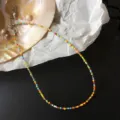 Böhmische bunte Rocailles Perlen Halskette, ethnischer kurzer Choker Schmuck für Damen. - Farbe 6 (Mehrfarbig)