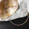 Böhmische bunte Perlenkette für Damen, ethnischer Stil handgemachte kurze Perlenkette Schmuck. - Farbe 12 (Mehrfarbig)