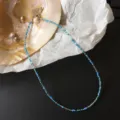 Böhmische bunte Perlenkette Variante, stilvolles blaues Perlen Choker Schmuck für Damen. - Farbe 13 (Blau/Transparent)
