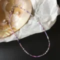 Böhmische bunte Perlenkette lila rosa Perlen Choker Halskette Schmuck für Damen - Farbe 14 (Lila/Rosa/Weiß/Transparent)