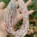 Böhmische mehrschichtige Rocailles Perlenkette bunte kurze Perlen Halskette Schmuck Damen - Farbe 17 (Weiß/Rosa/Orange)