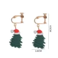Weihnachtsbaum Clip Ohrringe mit rotem Weihnachtsmannhut, festlicher Damenschmuck Anhänger. - Ohrclips / Weihnachtsbaum