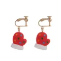 Weihnachten Rot Weiß Fäustling Schraube Clip Ohrringe Süße Polka Dot Festlich Schmuck - Ohrclips / Weihnachtshandschuh Gepunktet