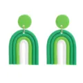 Grüne weiße Polymer-Ton Regenbogen Ohrringe geometrische Statement Schmuck für Frauen - Grün und Weiß Regenbogen Ohrstecker