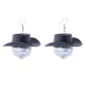 Disco Kugel Cowboyhut Ohrringe Detailaufnahme, ideal für Retro Partys und bunte Festivals. - Ohrhaken / Schwarz