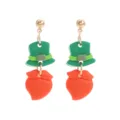 St. Patricks Tag gruner Zylinder orange Bart weiche Ton Ohrstecker fur Damen Schmuck. - Leprechaun Hut und Bart Ohrstecker