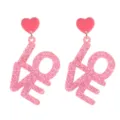 Uebertriebene Love Buchstaben Acryl Ohrringe mit Glitzer Herz fuer Valentinstag Party. - Glitzer LOVE Buchstaben Stil (20号)