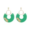 Grüne geometrische Ohrringe mit Blattgold, trendige Harz-Baumlohrringe für Damen im Alltag. - Grün und Gold Geometrische Halbkreis Ohrstecker