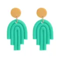 Handgemachte Polymer Ton grüne Bogen Ohrringe mit gelben Kreis Ohrstecker Schmuck. - Grüne Mehrlagige Bogen Ohrstecker