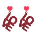 Ausgefallene LOVE Buchstaben Acryl Ohrringe mit Glitzer Herz Design für Damen Mode. - Pink Roter LOVE Buchstaben Stil (23号)