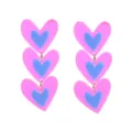 Modische Acryl doppelte Herz Ohrringe fuer Damen trendiger rosa blaue lange baumelnde Schmuck. - Pink Blau Doppelherz Stil (2号)