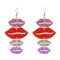 Schicke mehrschichtige Glitzer-Lippen-Ohrringe, lebendiger Modeschmuck für Damen Partys. - Vierschichtiger Glitzer Lippen Stil (10号)