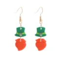 St. Patricks Tag gruener Zylinder oranger Bart Ohrringe festlicher Modeschmuck Keramik - Leprechaun Hut und Bart Anhänger Ohrhaken
