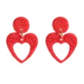 Handgefertigte rote Polymer Ton Herz Ohrringe süße Hängeohrringe für Damen Geschenk - Vintage Geprägtes Hohles Herz Modell (1号) / Rot