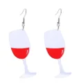 Rote Weinglas Acryl Ohrringe fuer Damen Mode Statement Schmuck Haengende Ohrringe - Rot Weiß Weinglas Stil (15号)