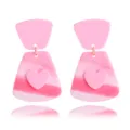 Süße rosa Polymer Clay Ohrringe mit Herz Design für Damen Party Mode Schmuck Geschenk. - Rosa Farbverlauf Doppel-Herzstil (6号)