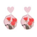 Jolies boucles d'oreilles cœur acrylique rose rose rouge bijoux mode femme saint valentin - Base Cœur Rose Rose Rouge Grand Pendentif (Style 10)