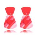 Detailansicht von roten und rosa Polymer-Ton-Herz-Ohrringen, süßer Stil für Partys. - Rot Und Rosa Herzstil (11号)