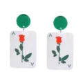 Boucles d'oreilles pendantes en acrylique rose poker, bijoux tendance pour femmes chic. - Clou Paillettes Vertes Poker Rose Pendentif Blanc (Style 13)