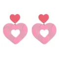 Süße rosa Acryl Herz Ohrringe, modischer süßer Liebes Schmuck für Damen und Mädchen Alltag. - Rosa Patchwork Hohler Stil (6号)