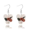 Polymerlehm Herz Ohrringe mit Miniatur Rosen süß romantisch Schmuck Detailansicht. - Herz Rose 3D Stil (20号)