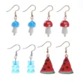 Niedliche Cartoon Pilz Gummibärchen Wassermelone Ohrringe Set für Damen Mädchen Schmuck - 9er-Set
