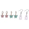 Detailansicht des niedlichen Harz Schmetterling und Gummibärchen Ohrring Sets für süssen Stil. - Set 13