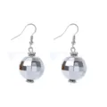 Silver disco ball dangle earrings, 20mm retro lantern ball jewelry for women parties. - Ear Hook Style / Silver Ear Hooks