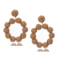 Summer beach raffia woven round earrings natural straw statement boho style ear accessories for women - Coffee