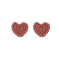 Ton geflochtene Herz Ohrringe in Vintage Rot, handgemachte romantische geometrische Damen Ohrringe. - Größe 4
