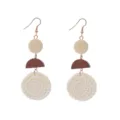 Geometrische Ohrhänger aus Holz mit gewebtem Kreisanhänger, langer Retro-Modeschmuck. - Größe 7