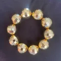 Gold disco ball bead bracelet 70s style faceted spherical chunky statement wrist jewelry for women - Gold Bracelet