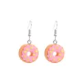 Niedliche Donut Ohrhänger Rosa Glasur Weiche Keramik Haken Ohrringe für Damen und Mädchen Schmuck - Nr.4 Haken