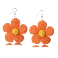 Pendientes colgantes de rafia tejida bohemia, joyas de playa de verano de color naranja y amarillo. - Naranja