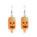 Halloween pumpkin popsicle earrings, cute resin cartoon drop earrings for women party gifts. - Earring Hooks / Pumpkin Ice Cream