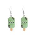 Halloween green popsicle drop earrings resin funny monster eyes cute jewelry gift - Earring Hooks / Green Three-Eyed Monster Ice Cream