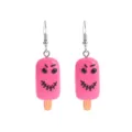 Halloween spooky pink popsicle dangle earrings resin funny ice cream food jewelry gifts for women - Earring Hooks / Rose Red Demon Ice Cream